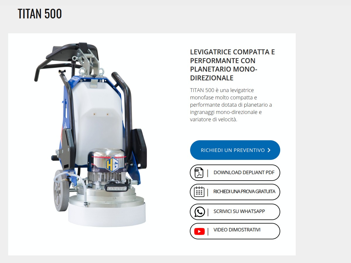 Levigatrice professionale per pavimenti Hyper Grinder TITAN : potenza e precisione in un formato compatto